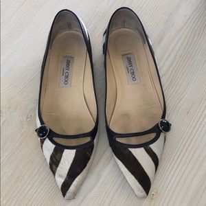 Jimmy Choo Zebra Striped Pony Hair Flats